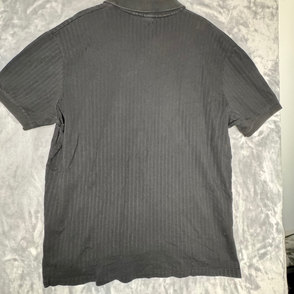 Ralph Lauren Mens XL Black Ribbed V-Neck Short Sleeve Polo Shirt Cotton Vintage - Picture 5 of 6